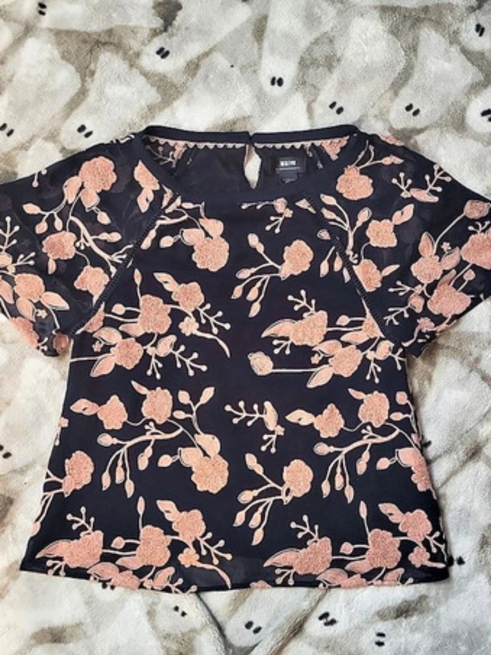 Anthropologie Maeve Franca Embroidered Floral Blouse In Pi K And Navy XS